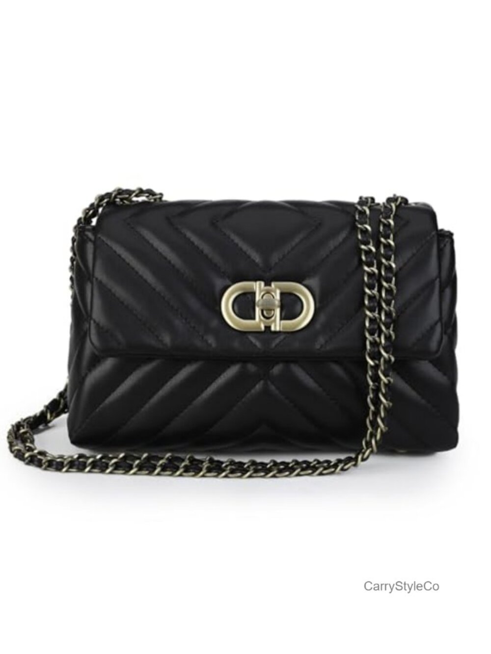 Quilted Faux Leather Crossbody Purse Convertible Chain Shoulder Bag